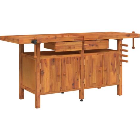 Établi avec tiroirs et étaux 192x62x83 cm Bois massif d'acacia (1/5)