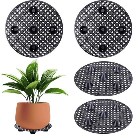 Soporte para macetas - Rejilla para macetas - Protege las plantas - Drenaje mejorado - 20 cm - Negro (1/5)
