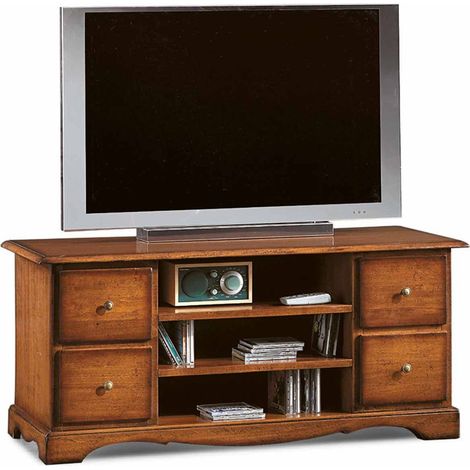 Mobile Porta Tv Classico con 4 cassettini Noce