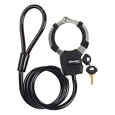 MASTER LOCK Antifurto per Bicicletta [Cavo + Manette] [Serratura a Chiave] 8275EURDPROBLK - Ideale per Bicicletta, Monopattino Elettrico, Passeggino, Attrezzature Sportive (1/5)