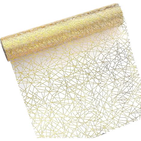 (Or, 28cm30m)Chemin de Table, Rouleau de Tissu Tulle Organza, Découpable, Réutilisable, pour Noël Mariage Fête Anniversaire Célébrations (1/5)