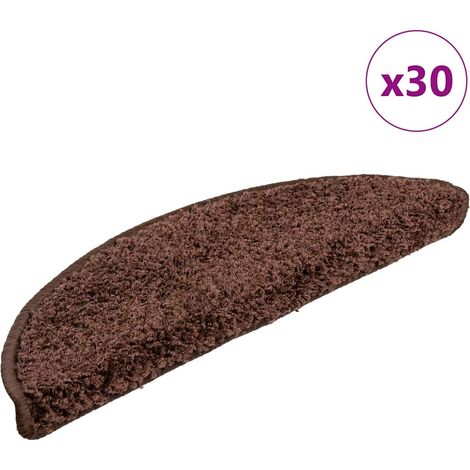 Stair Mats 30 pcs 56x17x3 cm Brown Half Round vidaXL