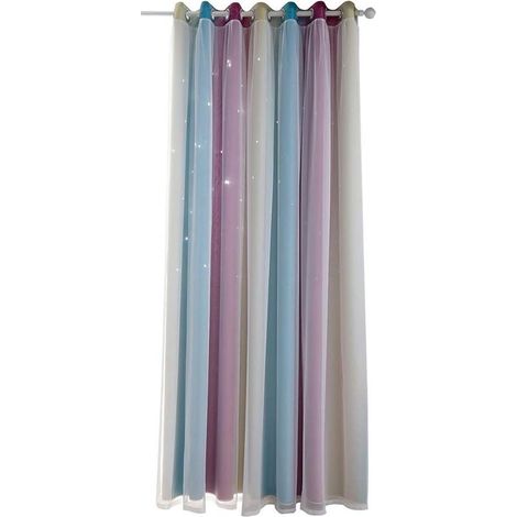Verdunkelungsvorhang mit Sternenmuster – Doppellagig mit integriertem transparentem Einsatz – Für Wohnzimmer und Kinderzimmer – 145 x 250 cm – 2er-Set (1/5)