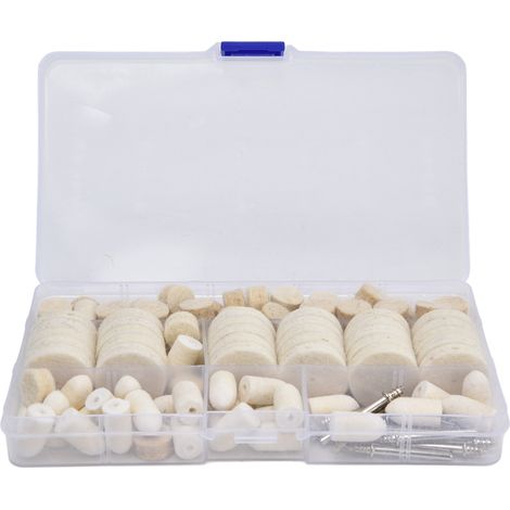 Kit de polissage pour outil rotatif avec roues en laine feutre et accessoires de mandrin (1/5)
