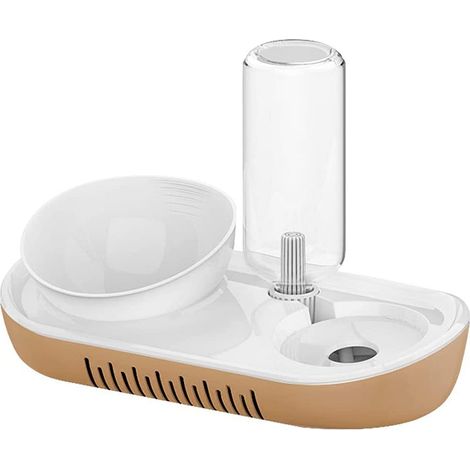 Juego de 2 cuencos, dispensador automático de agua, comedero, soporte elevado, resina PP, para gatos y perros. (1/5)
