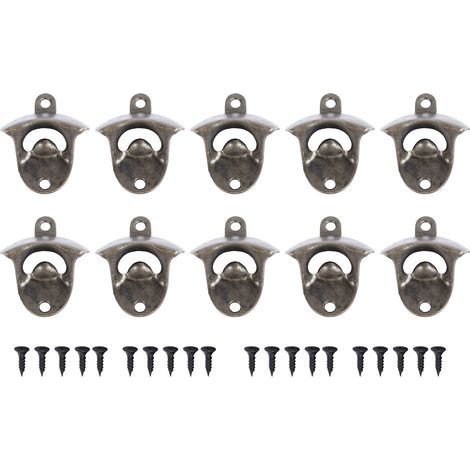 Lot de 10 ouvre-bouteilles rustiques en bronze antique, à fixer au mur, style vintage, pour bar à domicile. (1/5)