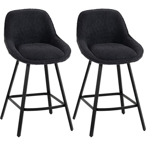 HOMCOM Bar Stools Set of 2, 360 Swivel, 64 cm Counter Height, Black (1/5)