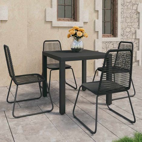 vidaXL Set de comedor de jardín de 5 piezas PVC ratán negro (1/5)