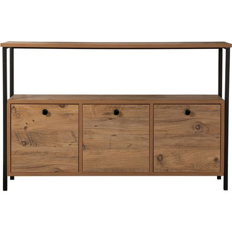 Consolle in legno "Solace" - 120 x 29 x 77 cm - Pino Atlantico Nero