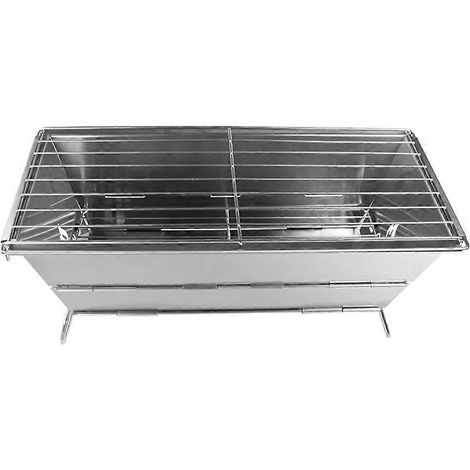 Grill Barbecue pliable portable en acier inoxydable 430, réchaud de camping BBQ pliant, cuisinière extérieure légère pour randonnée et pique-nique. (1/4)