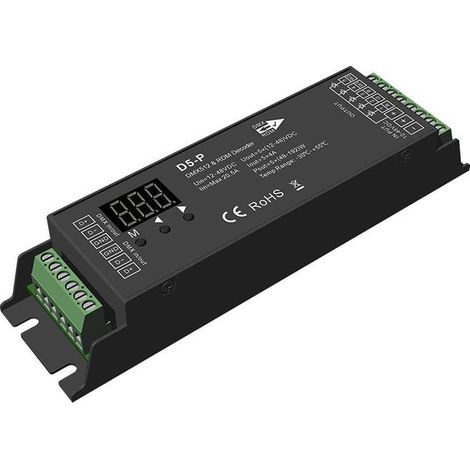Decodificador DMX512 & RDM 12-48V DC RGBWW 5 Canales  RGBWW