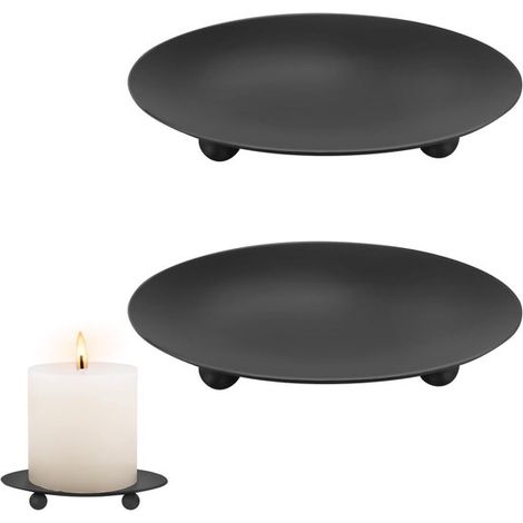 Set mit 2 schwarzen Kerzenhaltern für Stumpenkerzen bis 9 cm - Perfekt für Tischdekoration, Hochzeiten und festliche Anlässe (1/5)