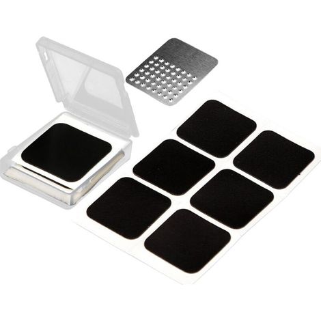 Kits de réparation de pneus et de chambres à air – Patchs de réparation de pneus radiaux – Lot de 6 patchs adhésifs carrés pour chambres à air de vélo Kit de réparation de pneus de vélo solide et du (1/5)