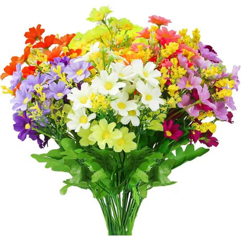 Fleurs Artificielles - Set De 9 Fleurs En Soie - Pour Balcon Jardin Intérieur Et Sépultures - Hauteur 32 Cm