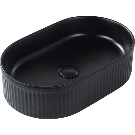 Lavabo sobre encimera de cerámica mate negro 49 x 31 cm Geldo