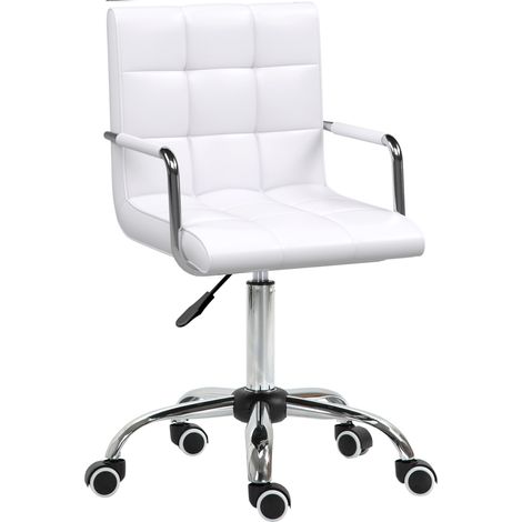 Fauteuil de bureau pivotant blanc en PU réglable en hauteur 84-99 cm pour bureau et télétravail (1/5)
