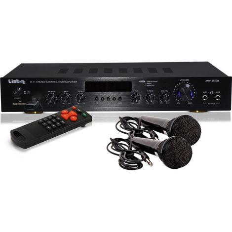 Amplificatore da 240 W Ricevitore USB per feste Sistema musicale AUX Bluetooth MP3 in un set con due microfoni