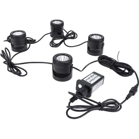 Projecteur LED 4 en 1 avec minuterie, blanc chaud 3000K à 3200K, étanche IP68, submersible, pour aquarium, prise US 110V. (1/5)