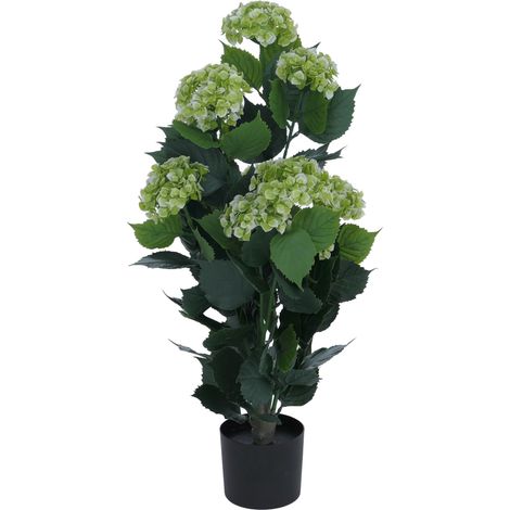 [NON UTILIZZATO] Ortensia artificiale HHG-040, pianta decorativa, con vaso, per esterni, in polietilene, 90x50x50 cm, verde (1/5)