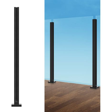 Pince à verre en acier inoxydable 304, pince de clôture en verre de 1050 mm de hauteur, support de garde-corps en verre trempé de 10 mm à 12 mm, pour balcon, jardin, terrasse, escalier, noir (1/5)