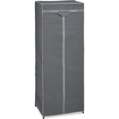 Armario de almacenamiento estrecho con barra para ropa 157 x 60 x 45 cm para uso en dormitorio, montaje rápido en textil gris 130010229 (1/5)
