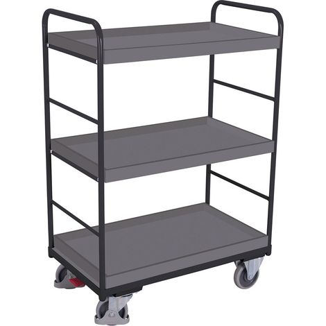 VARIOfit Etagenwagen, hoch mit 3 Ladeflächen, umrandet 815x455mm Anthrazitgrau RAL 7016