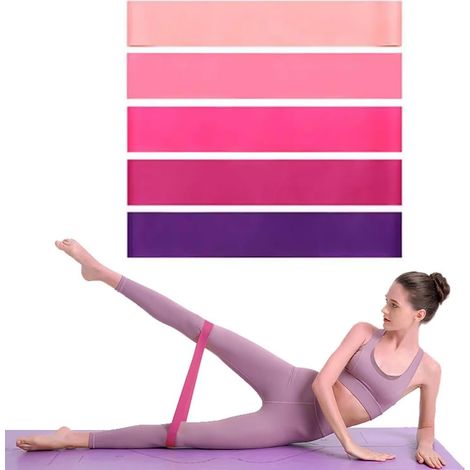 Coocheer – Lot de 5 bandes élastiques de résistance en latex naturel – Entraînement abdominaux et fessiers – Sac de transport inclus – Idéal pour yoga et pilates (1/5)