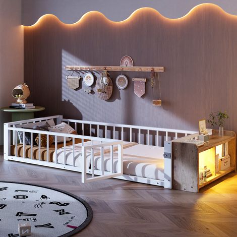 letto struttura 90x200 con barriera LED bianco OKMYHOME (1/5)