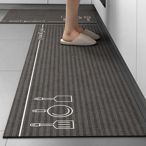 Large Long Non-Slip Kitchen Mat with Modern Abstract Design, Washable, Absorbent Diatomite Kitchen Mat in Front of Sink, Bath Mat for Dishes and Shower (Anthracite, 40x120cm) (1/5)