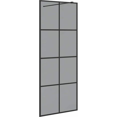 Walk-in Duschwand Schwarz 80 x 195 cm Gehärtetes Glas vidaXL