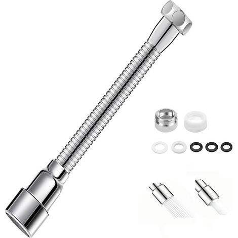 x 20cm Stainless Steel Faucet Extension with 2 Spray Modes, 360° Swivel Aerator, and 22mm Adapter for Kitchen and Bathroom (1/5)