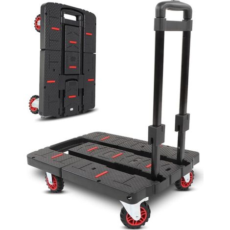 Chariot à bagages pliable, capacité de 200 kg, chariot de courses portable et réglable, chariot à main compact et robuste pour voyage, déménagement, magasinage, bureau (1/5)