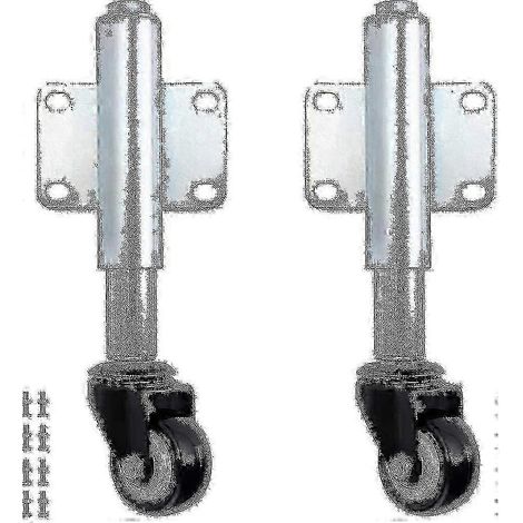 Roulettes d'extension pour portail - Lot de 2 roulettes de support robustes pour portails et clôtures en bois (capacité de charge de 50 kg, 6 cm) - Yvan (1/4)