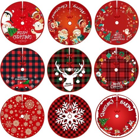 Nouvelle jupe de sapin de Noël, décoration de base imprimée créative et raffinée, ornement de Noël -- P3-45 Style Père Noël, 120 cm --