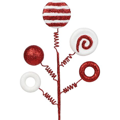42 cm große Weihnachtssüßigkeiten-Deko-Sets, Glitzer-Süßigkeiten-Deko-Sets für Weihnachtskränze und Vasen, Rot (1/3)