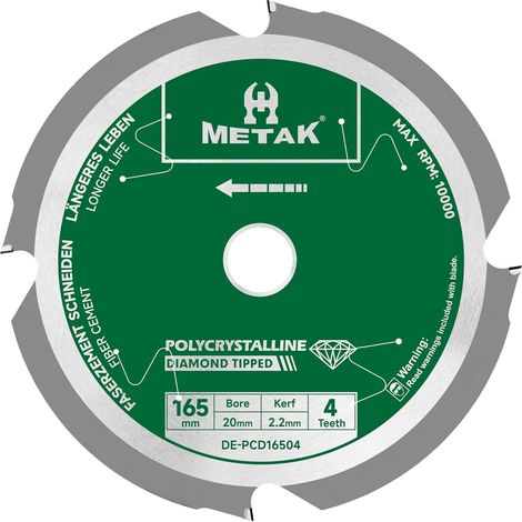 Lame de scie circulaire expert for fiber cement - 165 x 20 mm - Avec 4 dents diamantées de haute performance (PCD) - Idéal pour fibro ciment, plaques de fibrociment et éternite (1/5)