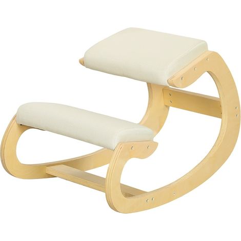 Sedia inginocchiata ergonomica basculante in legno di betulla crema 55 x 85 x 55 cm MODENUIT (1/4)