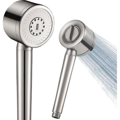 BRAVIX Tout Métal Pommeau Douche Haute Pression en Acier Inoxydable 304, Pommeau Douche Anti Calcaire,3 Modes de Pulvérisation - SPA Massage Dans (Argent) (1/5)