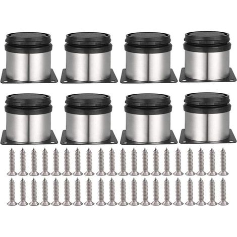 YMYNY 8 Stück verstellbare Möbelbeine, Schrauben im Lieferumfang enthalten, runde Schrankbeine aus Metall und Edelstahl, Tischfüße, Schrankfuß, höhenverstellbar für Sofa, Tisch, Schränke, Regale, 50 m (1/4)