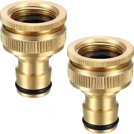 Raccord de Tuyau d'arrosage en Laiton Adaptateur Robinet 1/2" et 3/4" Tuyau Robinet Fileté Adaptateur pour Robinet Cuisine,,Lot de 2 (1/5)