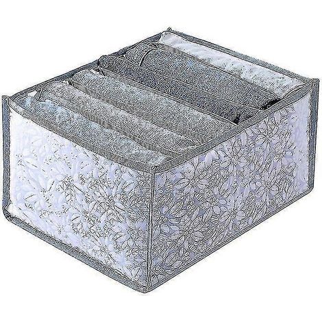 Organisateur de tiroir pliable à 6 compartiments pour armoire, grande capacité, gris (1/5)