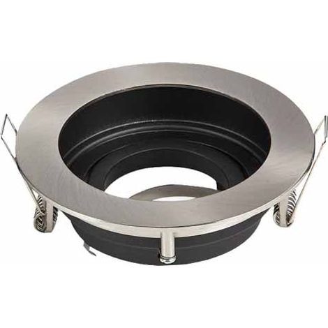 V-TAC VT-781 3596 Portafaretto LED da Incasso Orientabile Rotondo GU10 Colore Nichel Satinato con Interno Nero