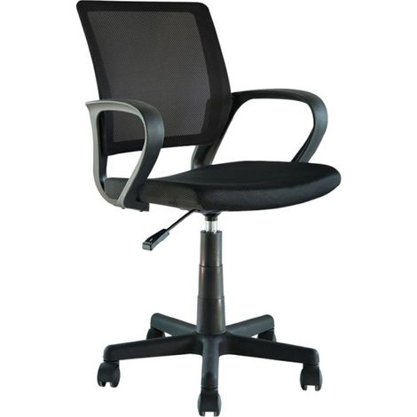Silla de oficina ZARNOX – Tela negra – Con reposabrazos – Giratoria – Patas de metal – Diseño moderno y funcional