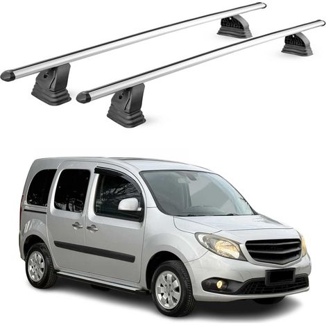 OMAC Barres de toit transversales en aluminium pour Mercedes Citan W415 2012-2021 – TÜV / DIN 75302:2019 – Antivol inclus – Charge max 75 kg – 2 barres – Gris (1/4)