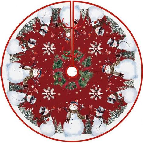 Jupe de sapin de Noël 2026, décorations de Noël, jupe de sapin à imprimé dessin animé, tablier de base pour sapin de Noël - Diamètre 90 cm - B-8