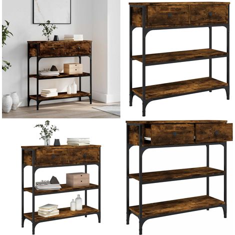 Konsolentisch Räuchereiche 72,5x25x75 cm Holzwerkstoff - Konsolentisch - Flurtisch - Sideboard - Wohnzimmerstil - Industriel Stil - Home & Living (1/5)