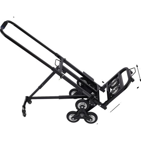 Chariot Escalier Pliable, Cadre en Acier Durable, Hauteur de Repose- bras Réglable, noir (1/2)