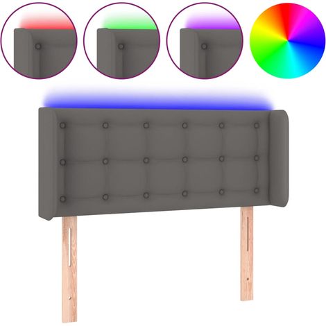 Testiera  Testata del letto a LED Grigio 93x16x78/88 cm in Similpelle (1/5)