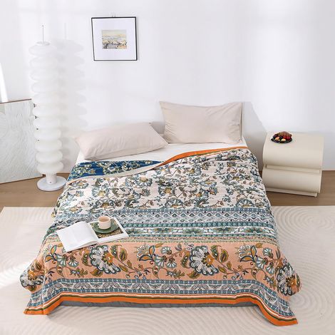 Bohemian style throw - Double-sided sofa throw - Woven cotton bedspread - Sofa throw, multi-purpose throw (white siaca, 150 x 200 cm) (1/5)