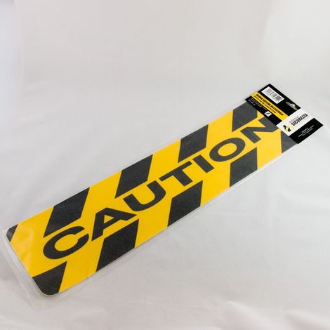 Adesivo antiscivolo giallo-nero con scritta "CAUTION" (1/4)